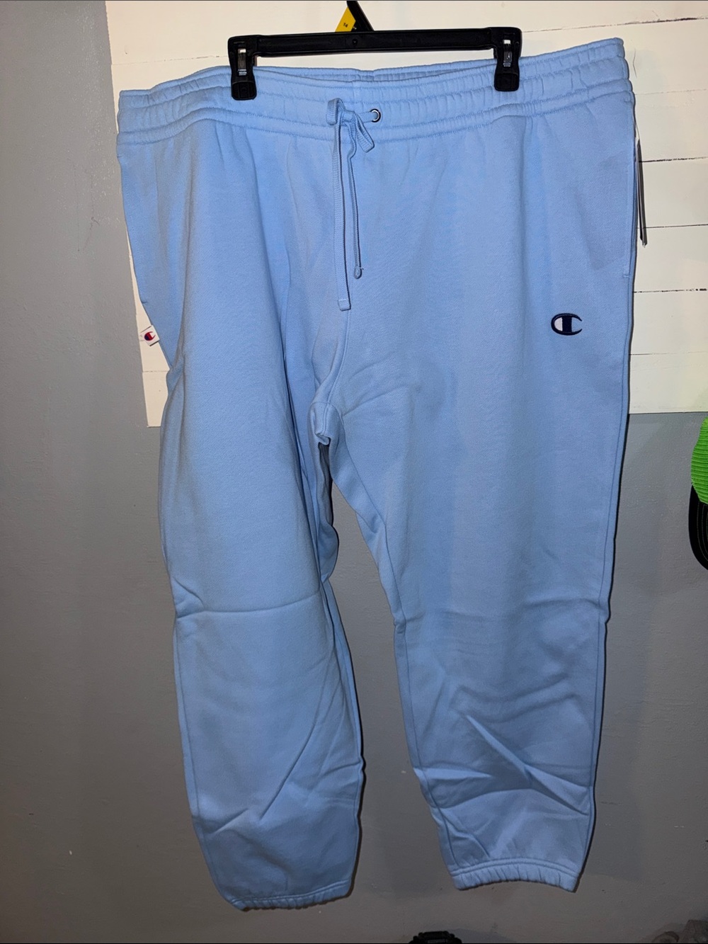 Champion Placid Light Blue Fleece Sweatpants with Logo